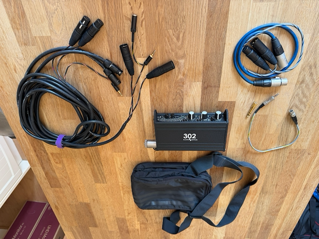 Sound Devices 302 with cables and bag